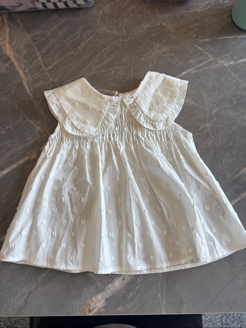 Zara White Swiss-Dot Peter Pan Collar Camisole Dressy Top